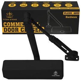 Automatic Door Closer Heavy Duty, Adjustable for Doors Indoor/Outdoor Commercial Door Closer Hold Open, ANSI Grade 1, Versatile Mounting, (44-330lb, 30-60in), ADA Compliant, Door Closers (Black)