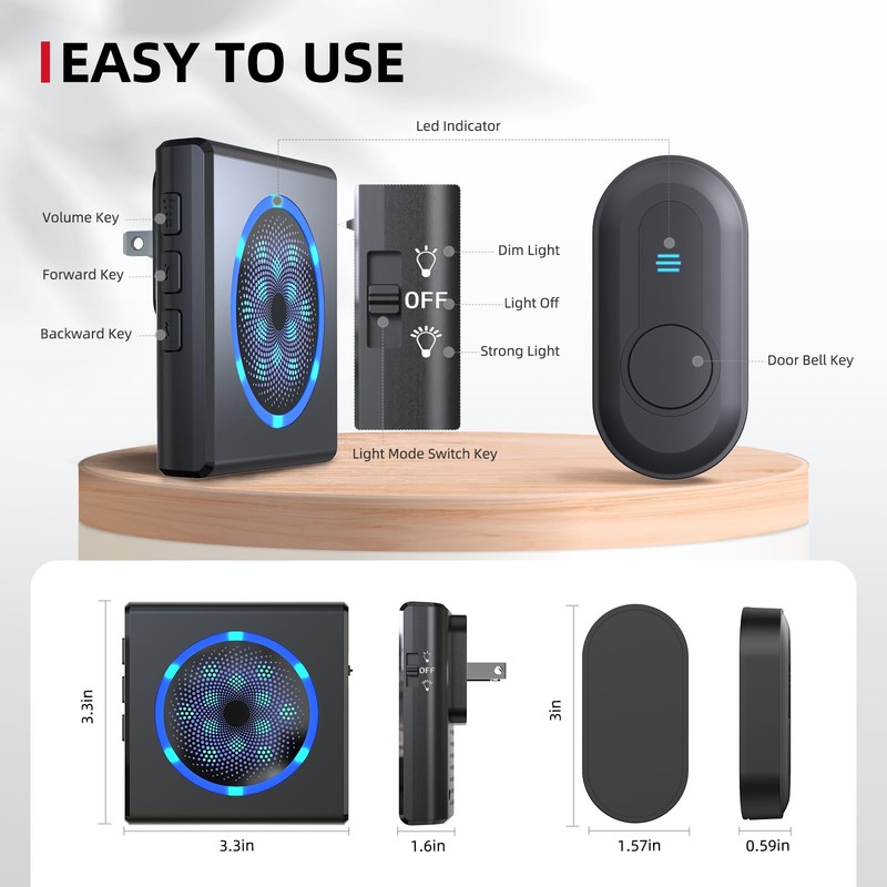 CallToU Hearing Impaired Doorbell with Strobe Light & 55 Melodies,