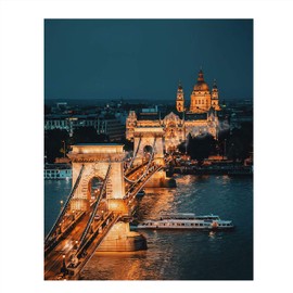 London Bridge Night Lights- 8 x 10 Print Wall Art-Ready to Frame. Home Décor, Office Décor & Wall Prints for Any Room. Beautiful London Bridge Over Thames River at Night-Great Gift for European Lovers