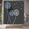 WELMECO Dandelion Shower Curtain Blue and Grey Grey Shower Curtain