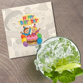 Unbranded Happy Birthday Cartoon 4'' X 4'' Square Wooden Coaster