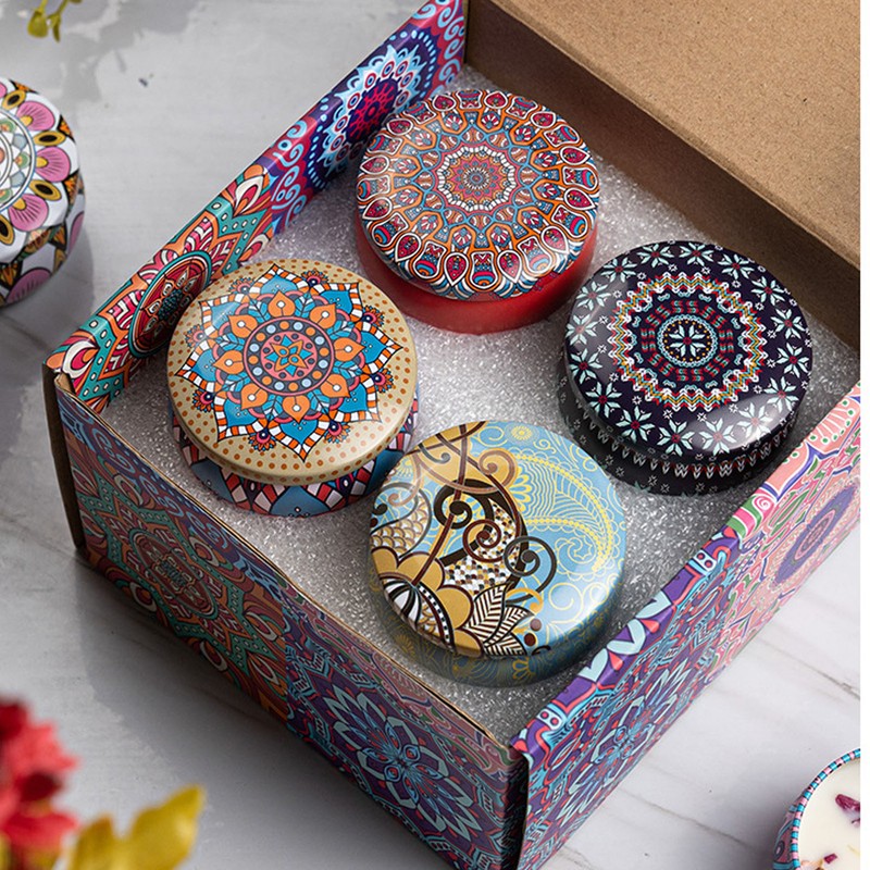 Scented Candles Set with Rose Lavender Lemon Cocoa Scents Portable