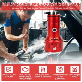 Automotive Smoke Machine Leak Detector, Built-in Air Pump, Evap Smoke Machine Leak Tester for Vacuum Leak Detection, 12V DC Smoke Tester Automotive Tools Kit for Pipe System