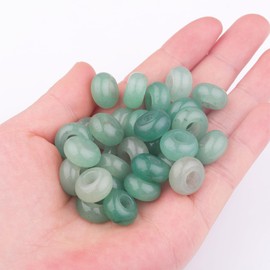 Youngbling - abalorio de piedras preciosas de gran agujero para hacer joyas, abalorio sueltas de macramé natural, paquete de 15 unidades, aventurina verde (8 x 14 mm)