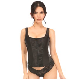 Top Drawer Black Satin Steel Boned Uniforming Corset w/Straps (4X)
