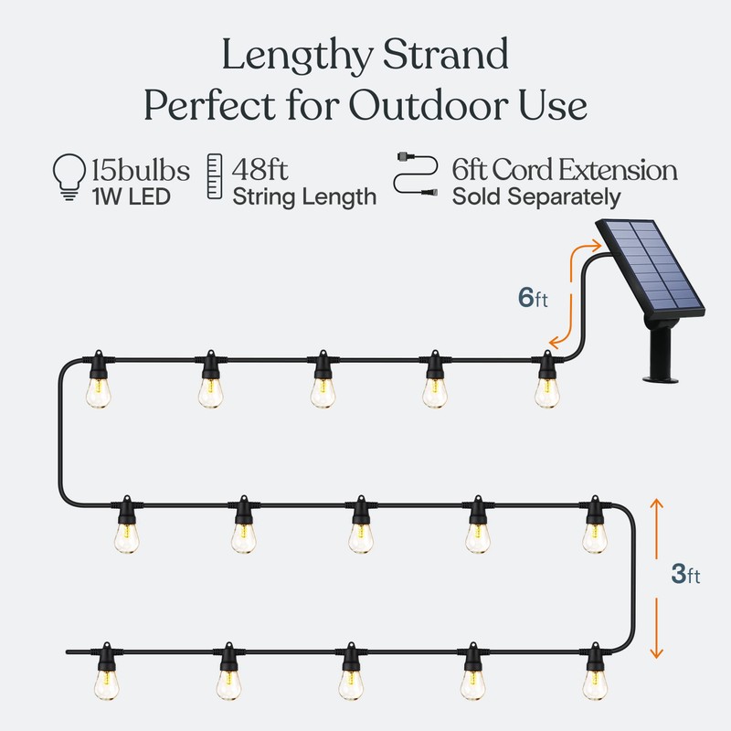 Brightech Ambience Pro Solar Powered Outdoor String Lights - Commercial