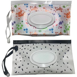 2pcs Portable Wipes Bag, Wet Bags for Travel,Reusable Wipes Bag, Travel Makeup Wipes Bag Wipes Dispenser,Waterproof Wipes Bbag Must Have Nappy Bag Dispenser
