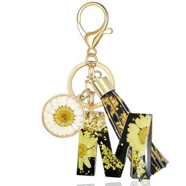 XGALBLA Letter M Keychain Accessories Cute Sunflower Initial Key Ring Premium Bag Charm Keychain Accessories for Women
