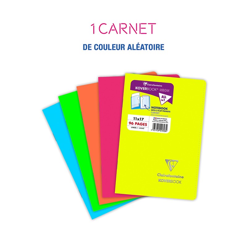 Clairefontaine 941723C Koverbook Neon Stapled Cover Polypropylene Opaque 11 x