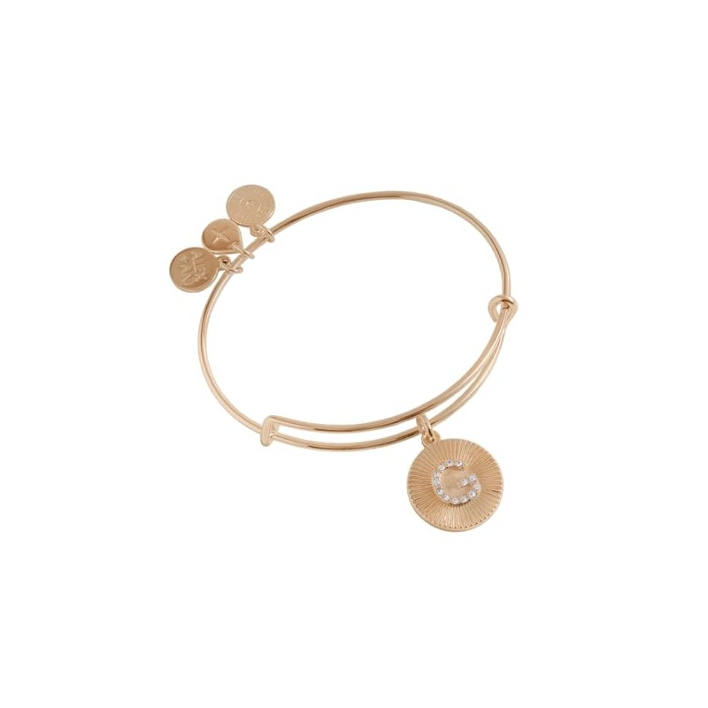 Alex and Ani Initial G Pave Starburst Texture Bangle