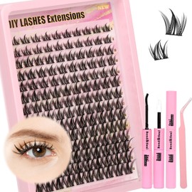 Gmagictobo Lash Clusters Fluffy DIY Lash Clusters Kit Volume Lash Extension Kit 570Pcs Individual Lashes Clusters Thin Band Eyelash Extension Kit Lash Bond and Seal Lash Tweezers