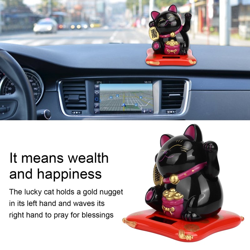 Lucky Cat Solar Powered Cute Decorative Wealth Welcoming Waving Fortune