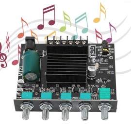 Power Amplifier Board Kit, ZKMT21 BT Amplifier Board High Power Sound Stereo 2.1 Channels DC12‑24V Digital Power Amplifier Board Replacement for 15‑100W 4‑8Ω Speakers