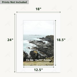 Golden State Art, Pack of 10, Pre-Cut 18x24 Picture Mats Bevel Edge 12.5x18.5 Opening for 13x19 Photos, White