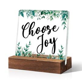 ERHACHAIJIA Choose Joy Acrylic Desk Sign, Funny Inspirational Home Office Desk Decor Plaques Gifts for Office Workers Coworker, Christian Motivational Gifts For Her Mom, Housewarming Choose Joy Gifts