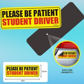 CARBATO Student Driver Magnet for Car, Please Be Patient Student Driver Magnet, Car Vehicle Reflective Sticker Reflective Signs for New Drivers - 3 Pcs
