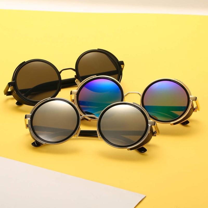 Dollger Steampunk - anteojos de sol redondas retro clásico con