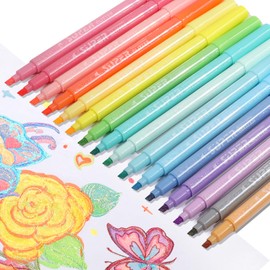 HANKU Glitter Highlighter Markers, 16-Count, Chisel Tip Glitter Highlighters Assorted Colors, Tween Teen Girl Gifts Trendy Stuff, Sparkly Marker Pens for Kids Adult Coloring Journaling Art Supplies