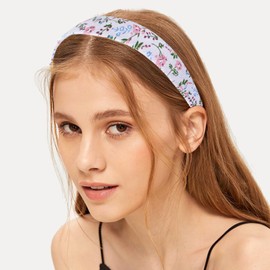7PCS Headbands for Women Girls, Trendy French-Style Retro Pearl Non Slip Pleated Flower-Patterned Cute Headbands for Women's Hair (Pink)