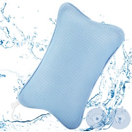 Collazoey Bath Pillow, Bath Pillow for Bathtub, with 2 Strong Suction Cups, for a Firm Hold, Ergonomic Spa Bath Pillow, Pillow for Optimal Neck Relaxation (Blue)
