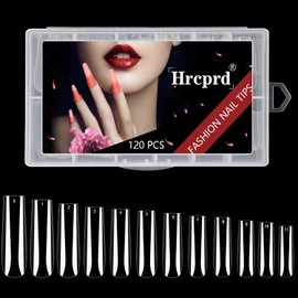 120 puntas de uñas cuadradas rectas y cónicas, puntas de uñas transparentes extra largas de cobertura completa, caja de puntas de uñas postizas a presión para salones y arte de uñas en casa (12 tamaños)