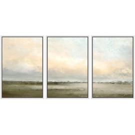 SIGNWIN Framed Canvas Print Wall Art Set Minimal Pastel Sunset Desert Landscape Nature Abstract Illustrations Modern Art Decorative Nordic Rustic for Living Room, Bedroom, Office - 16"x24"x3 White