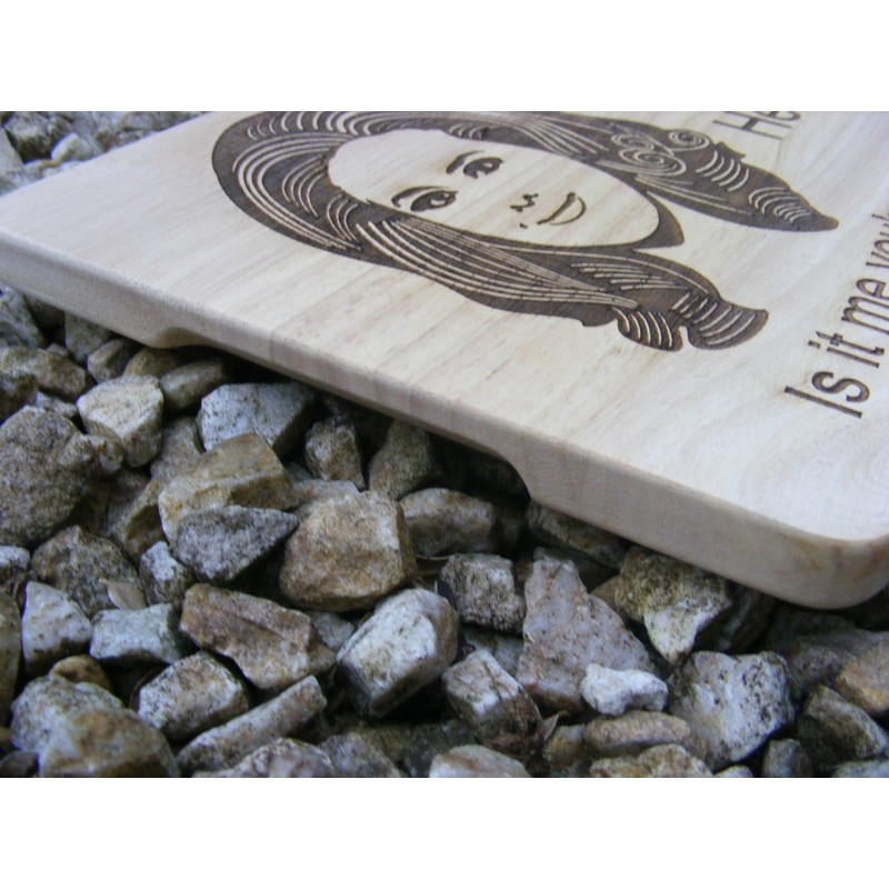 ADELE HELLO CHOPPING CUTTING CHEESE BOARD PLACE MAT ENGRAVED WOODEN