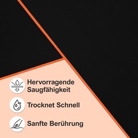 Jokisa Fitness Towel Set of 2, 120 x 50 cm Gym Towel with Zip Pocket, Microfibre Sports Towel Gym Compact & Quick Drying for Training, Camping, Travel, Beach (Black)