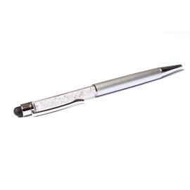 NEO+ Quality 2-in-1 Capacitive Touchscreen Stylus and Ballpoint Pen with Crystals (Silver)