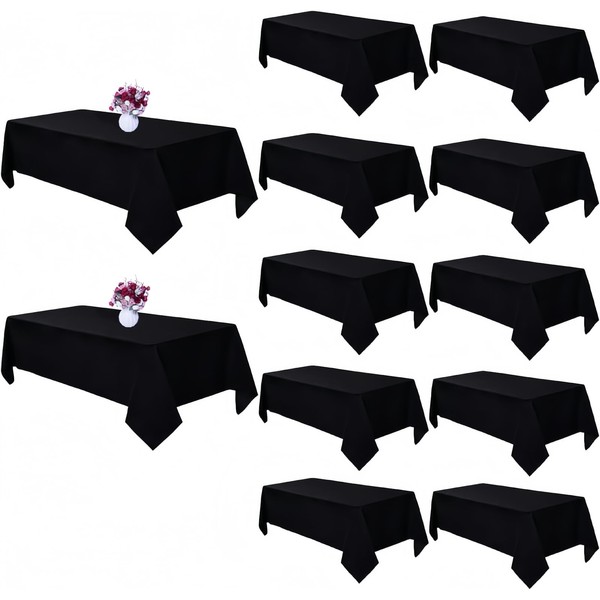 Luxivio 12 Pack Black Table Cloths for 6 Foot Rectangle