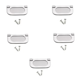 heyous Stainless Steel Semi Oval Recessed Pull Handle 36x80x6mm Cabinet Drawer Flush Embedded Sliding Door Ring Handle Drawer Groove Round Button Flat Concealed Handle Silver