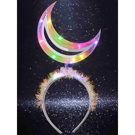 DRESBE Light Up Moon Headband LED Headbands Glow Party Hair Accessories for Women