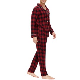 MoFiz Men's Cotton Christmas Pajamas Sets Sleepwear Long Sleeve Button Down Pajamas For Men With Pants Soft Plaid PJ Pants Set With Pockets