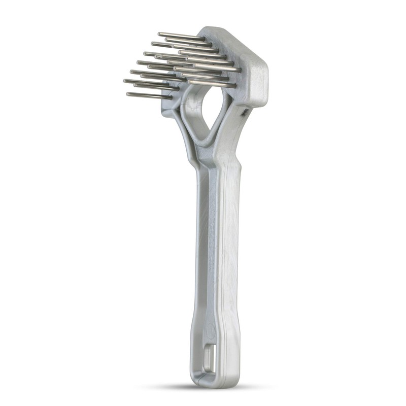 Mini-Rake V-Shaped with Double-Row Rotating Teeth (Silver with Blacktop)