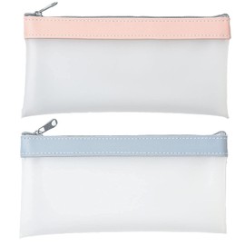 RICISUNG Transparent Pencil Case (Pack of 2) Multi-functional Stationery Storage Bag Large Capacity Zipper Pen Case Waterproof Portable for Kids, Middle School, High School Students, School Stationery
