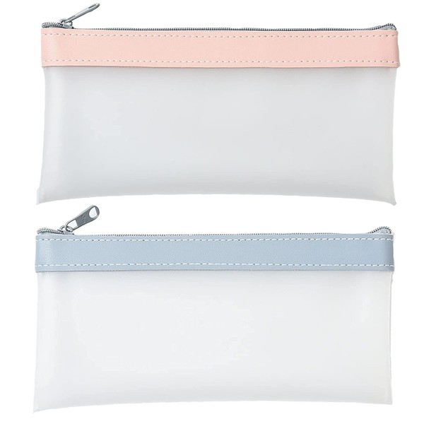 RICISUNG Transparent Pencil Case (Pack of 2) Multi-functional Stationery Storage