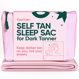 Tan Fan Self Tan Sleep Sac for Dark Tanner (Pink) - Keep Sheets Clean from Dark Tan Stains w Thicker Bottom Underlay For Extra Protection - 100% Cool Silky Poly - Lightweight Top - Roomy Foot Openings