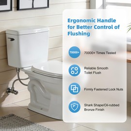 Universal Toilet Handle Replacement Kit, Side/Angle Mount Toilet Flush Handle Compatible with Kohler K-GP30324-CP/TOTO/American Standard, Stainless Steel Flapper Chain, Oil Rubbed Bronze