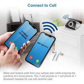 VTech VS122 DECT 6.0 Retro Design Cordless Phone with Answering System, Smart Call Blocker and Bluetooth Connect to Cell Full-Duplex Speakerphone Landline Phone for Home Office