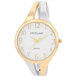 Excellanc Women's Clasp Watch Metal Bracelet Clasp Bracelet Bangle Readable Numbers Round Length 15.5cm Quartz Wrist Watch Gift Idea for Women, 2 Colour, Bracelet