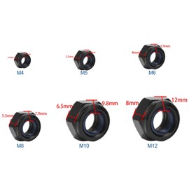 M12 Hex Lock Nuts, Stainless Steel 304 Black Nylon Insert Fastening Nut, Pack of 20