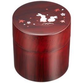 Nakatani Brothers Shokai Yamanaka Lacquerware Tea Canister Wood Grain Lucky Rabbit 35-4517