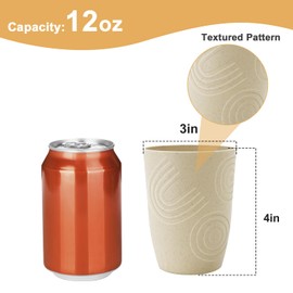 BUSOKIP 12 oz Wheat Straw Cups Set of 6, Alternatives to Plastic Cups Reusable, Unbreakable Drinking Cups, Dishwasher Safe Kids Cups, Small Water Cups for Kitchen (Beige)