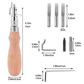 Leather Groover Tool(Natural Color), 7 in 1 Pro Adjustable Stitching Groover and Creasing Edge Beveler, Leathercraft Kits, Leather Carving Cutting Edge Tools for Leathercraft Work