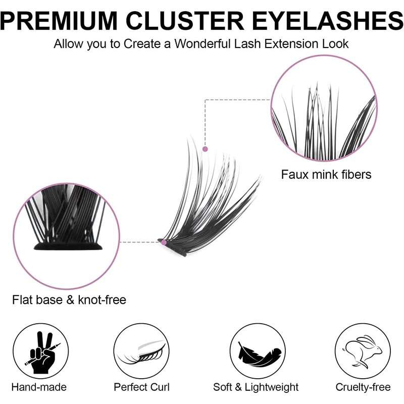 Cluster Eyelashes Extensions 40D 0.07 D Curl DIY Individual Eyelash