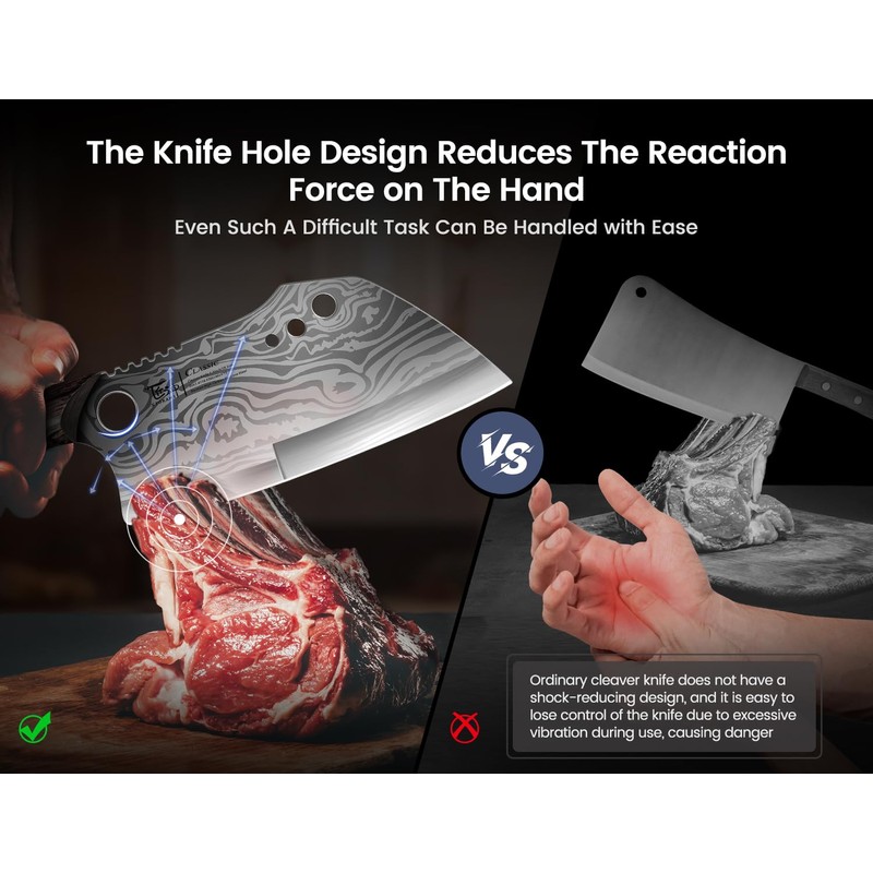 Meat Cleaver Chef Knife with Sheath, 7.7 Inch Butcher Knife