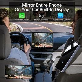 Wireless Carplay Adapter, 2 in 1 Android Auto Wireless Adapter 2025 Carplay with Screen Mirroring Function Support APP, Mini Car Play Box for CarPlay Android Auto Cars