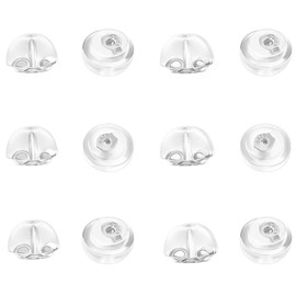 925 Sterling Silver Earring Backings Silicone Earring Backs Stuck, Hypoallergenic Ear Stoppers, Earring Safety Backs, Silver with silcone 6 Pairs