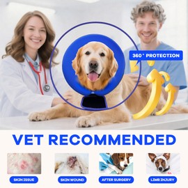 Furrtripsy Inflatable Dog Cone Collar with Detachable Sturdy Shield,Soft&Lightweight-Ideal for Post-Surgery Recovery and Daily Wear,Suitable for Small Medium Large Dog Breeds(Blue,L)