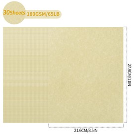 30 Sheets Parchment Paper - Grayish Yellow 8.5” x 11” Letter Size Parchment Card Stock 65lb Heavyweight Paper Thick Vintage Paper for Certificate, Crafts, Business Cards, Invitations PAP04GY